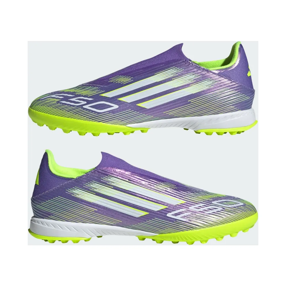 adidas F50 League Laceless TF Purple Rush Cloud White Lucid Lemon (JH7727)