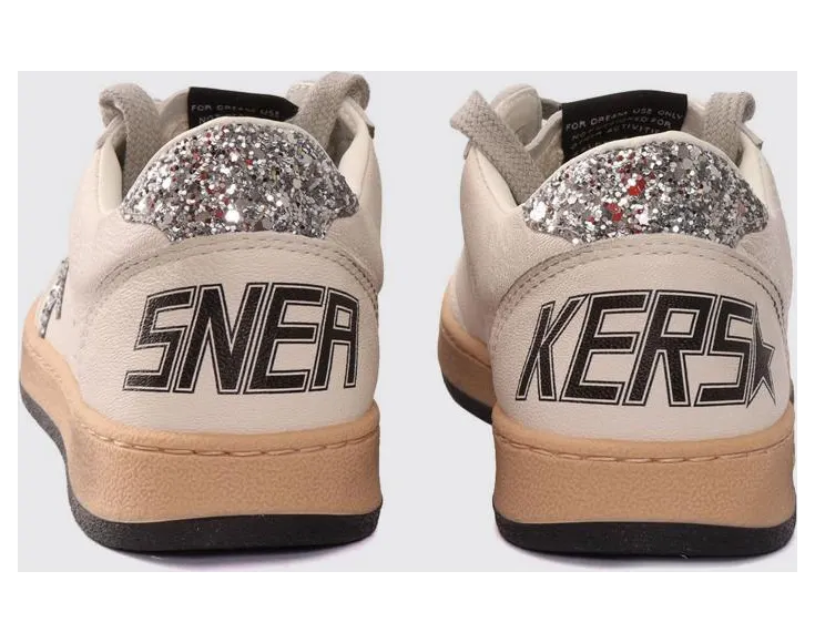 Golden goose Boy’s Ball Star Sneakers in Leather and Glitter Fabric White (GYF00439F00482680185) (2)
