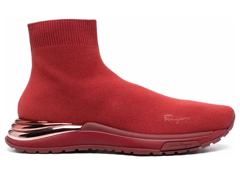 Ferragamo Gestrickte High-Top-Sneakers “Red” (746045)