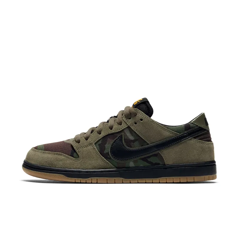 Nike SB Dunk Low Skate Camo Medium Olive/Black-Gum Light Brown (854866-209)