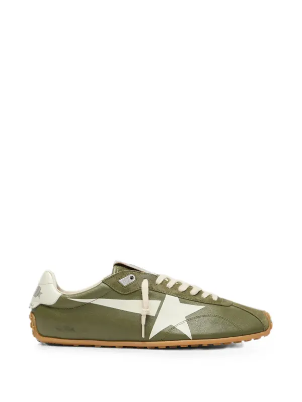 Golden Goose Marathon Speed aus olivgrünem Leder mit cremefarbenen Stern (GMF00892F008456)