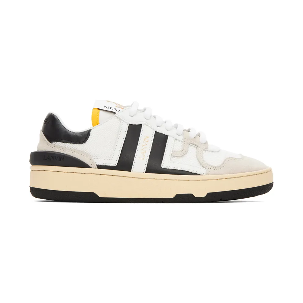 Lanvin White and Black Mesh Clay Low Sneakers (FM-SKDK00-NAS1-P21)