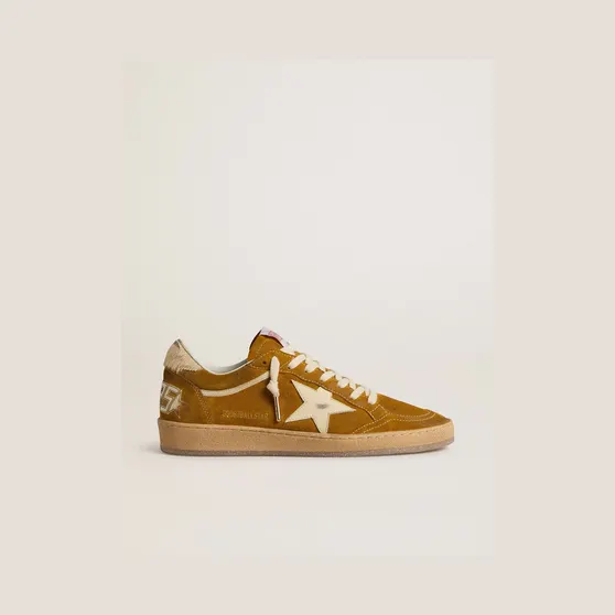 Golden Goose Ball Star In Suede With Beige Leather Star And Pony Skin Heel Tab (GWF00117.F007473.15776)