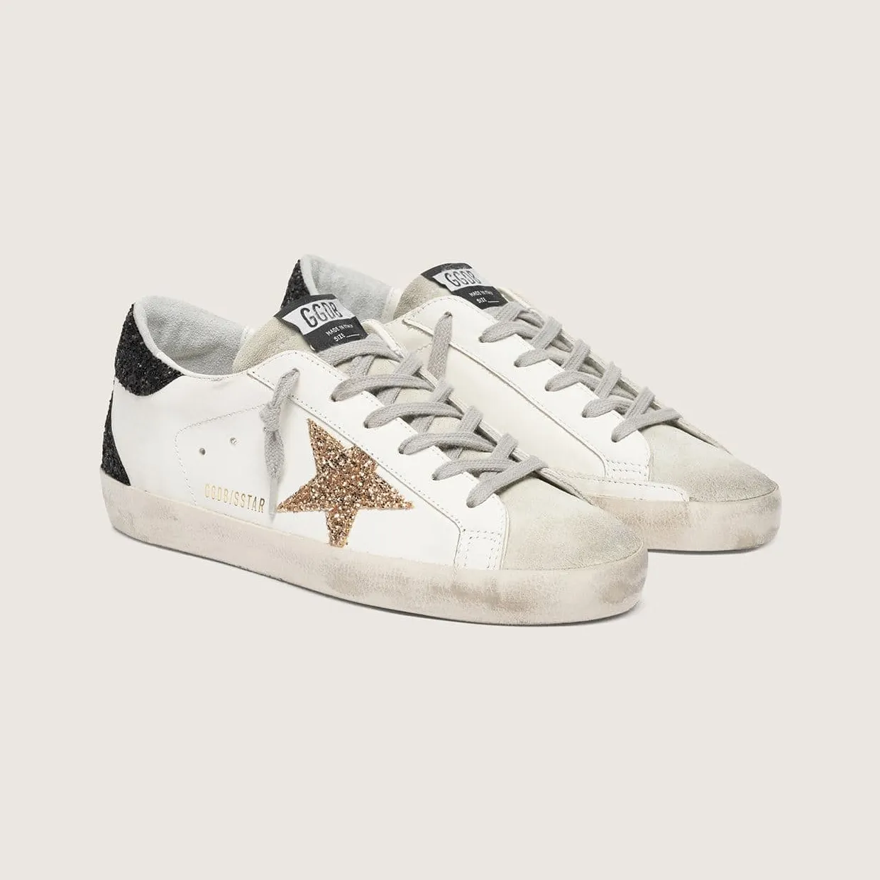 Golden Goose Women’S Super-Star In Nappa Leather With Gold Glitter Star And Black Glitter Heel Tab (GWF00102.F000959.80724) (2)