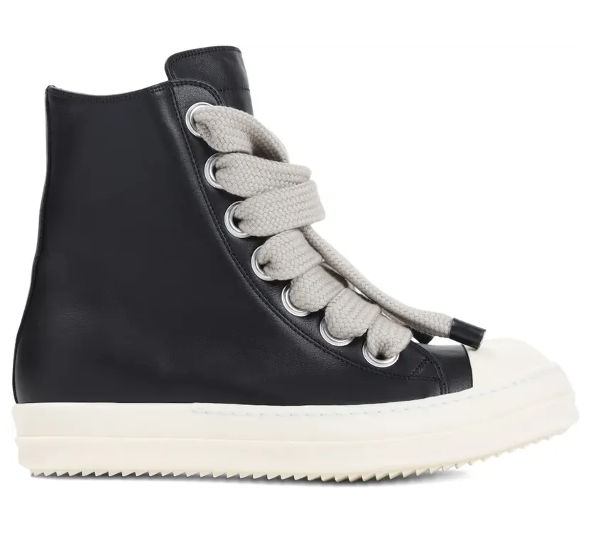 Rick Owens Jumbolace leren high-top “Black” (RU02E1892LCOW2)