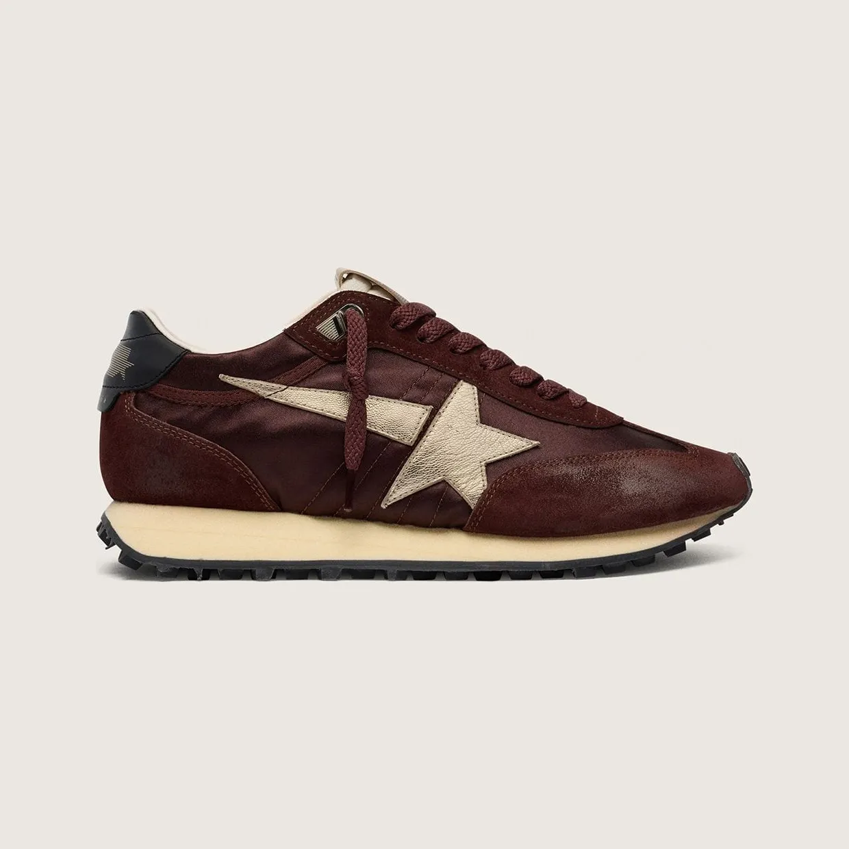 Golden Goose Marathon With Brown Satin Upper And Platinum Leather Star (GMF00683.F007841.55661)