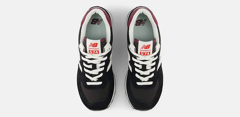 New Balance 574 Black White Burgundy (WL574WBE)