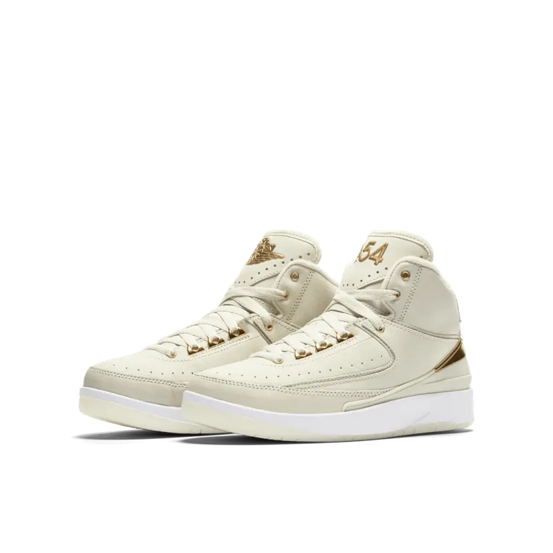 Jordan 2 Retro Quai 54 (GS) Light Bone/White-Metallic Gold (866034-001)