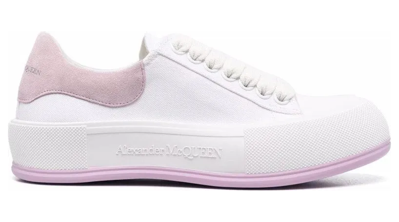 Alexander McQueen Deck Skate Plimsoll Lace-Up White Pink (654593W4MV79490)