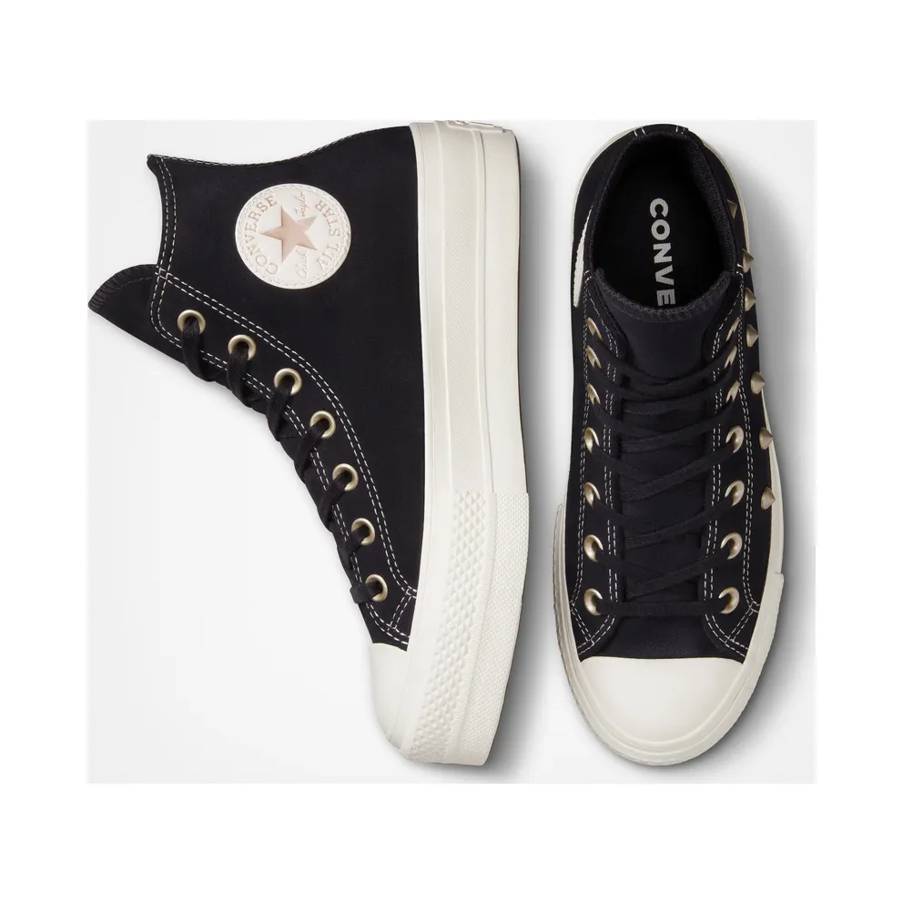 Converse Chuck Taylor All Star Lift Platform Suede Studs Black/light Gold/egret (A04271C)