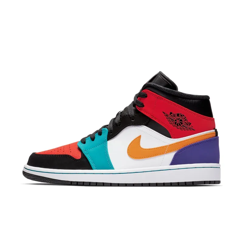 Jordan 1 Mid Bred Multi-Color White/University Red-Black-Turbo Green (554724-125)