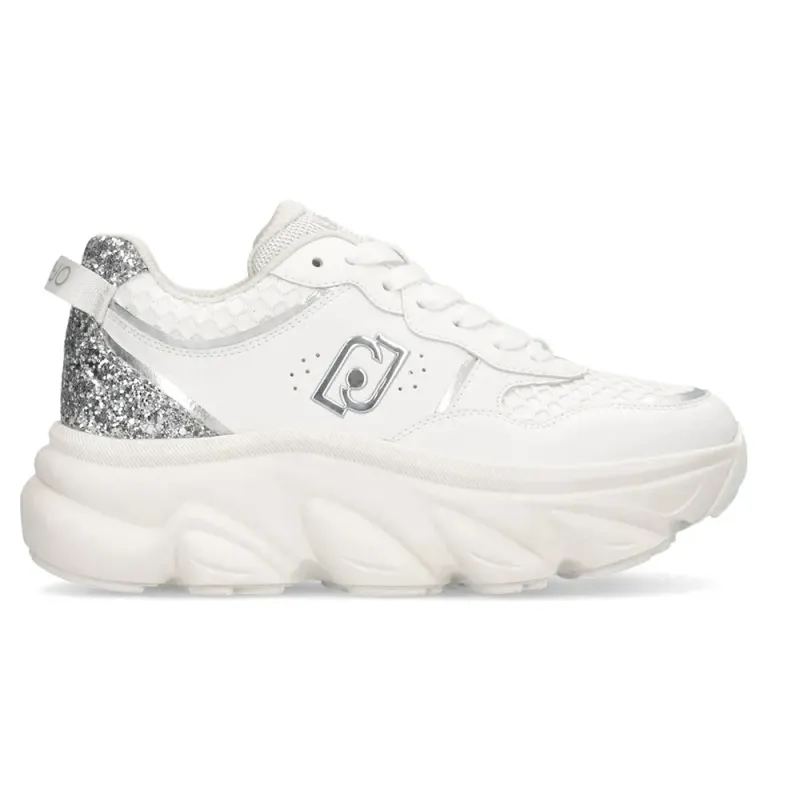 Liu Jo sneaker Tumbled Leather/Glit White/Silver (BF5061PX78304370)
