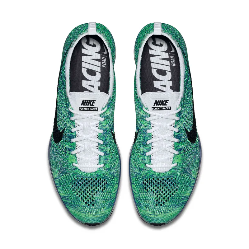 Nike Flyknit Racer Tranquil White/Black-Game Royal-Green Strike (526628-104)