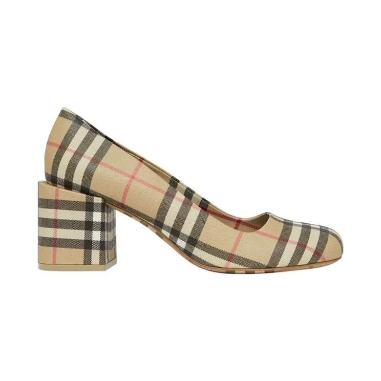 Burberry Joy Vintage Check Block Heel Pumps Beige (8045224)