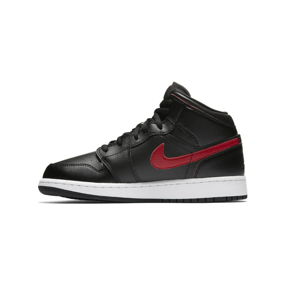 Jordan 1 Retro Mid Black Gym Red (GS) Black/Gym Red-Gym Red-White (554725-009)