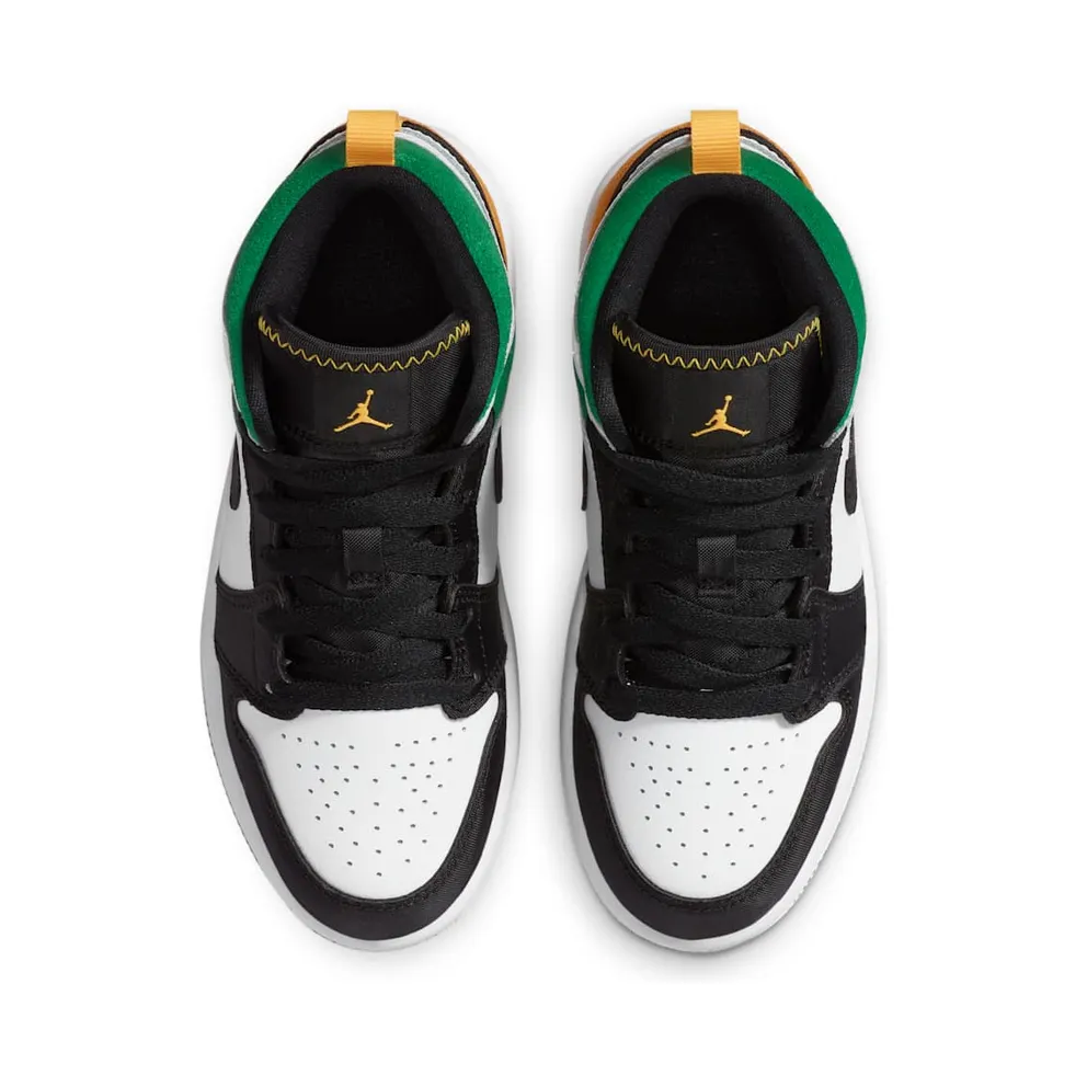 Jordan 1 Mid SE White Laser Orange Lucky Green (PS) White/Laser Orange-Black-Lucky Green (BQ6932-101)