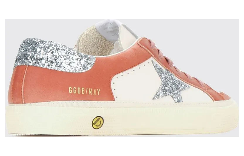Golden goose May Leather and Technical Fabric Sneakers with Glitter Logo White (GTF00495F00864682710) (2)