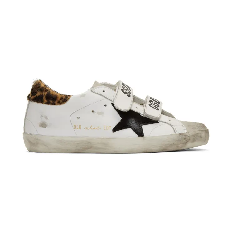 Golden Goose White Leopard Pony Old School Sneakers (G36WS206.B3)