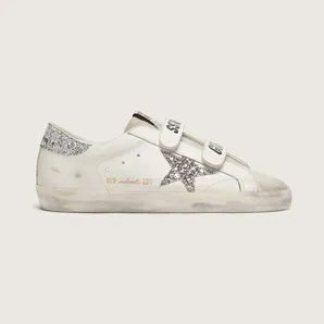 Golden Goose Women’S Old School With Silver Glitter Star And Ice-Gray Suede Tongue (GWF00111.F005122.10273)
