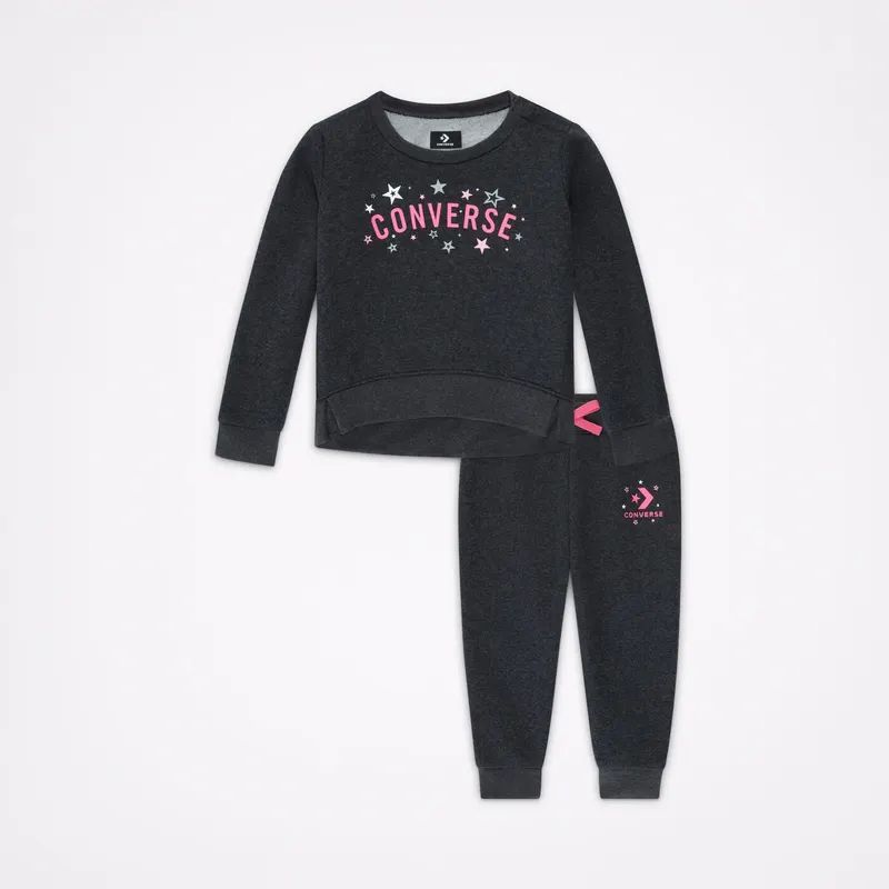 Converse Stardust Long Sleeve Jogger Set Black Heather (10022458-A02)