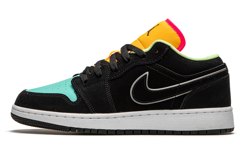 Air Jordan 1 Low SE GS ‘Aurora Green’ Black/Aurora Green/Laser Orange (CV9844-013)