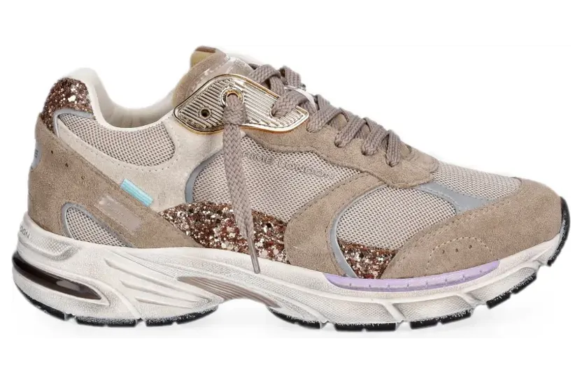 Crime London Fugitive 9094 Sneakers mit Mesh-Einsätzen im Glitter-Look – Nude (25304AA8)