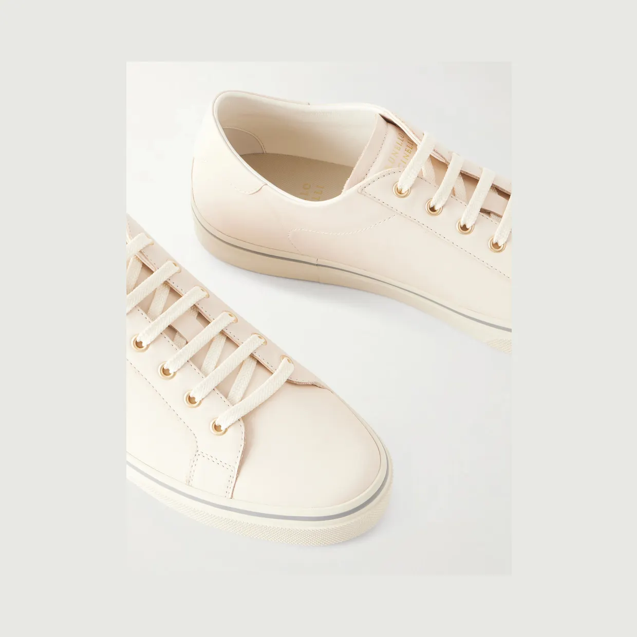 Brunello Cucinelli Leather Sneakers Cream (MPULMOZ341) (5)