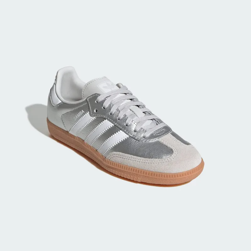 Adidas SAMBA OG Shoes Silver Metallic / Cloud White / Gum (KK2327)