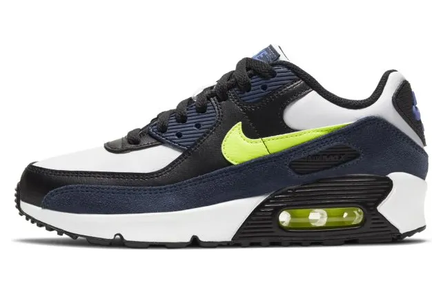 Nike Air Max 90 Leather Midnight Navy Volt (GS) (CD6864-401)