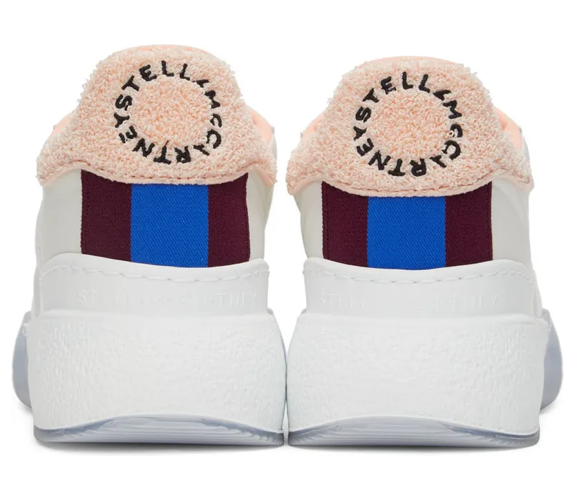 Stella McCartney White & Pink Terrycloth Loop Sneakers (810046E00019) (2)