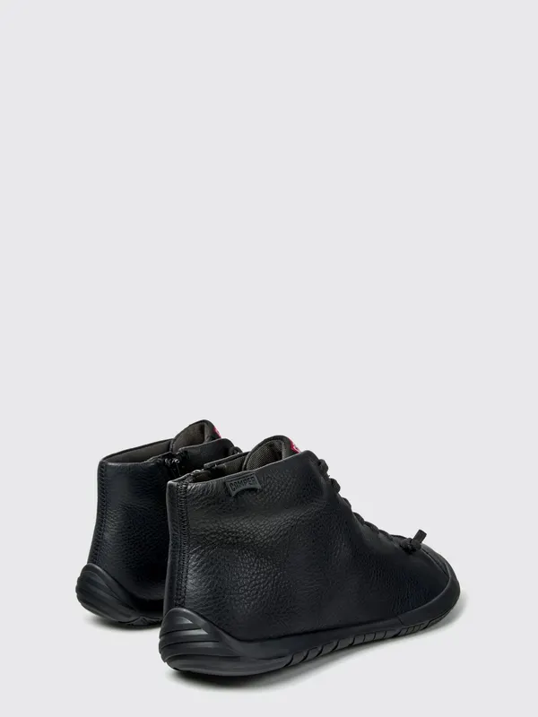 Camper Peu Path+ High Top in Grained Leather with Elastic Laces Black (K300558-004PEUPATH+0)
