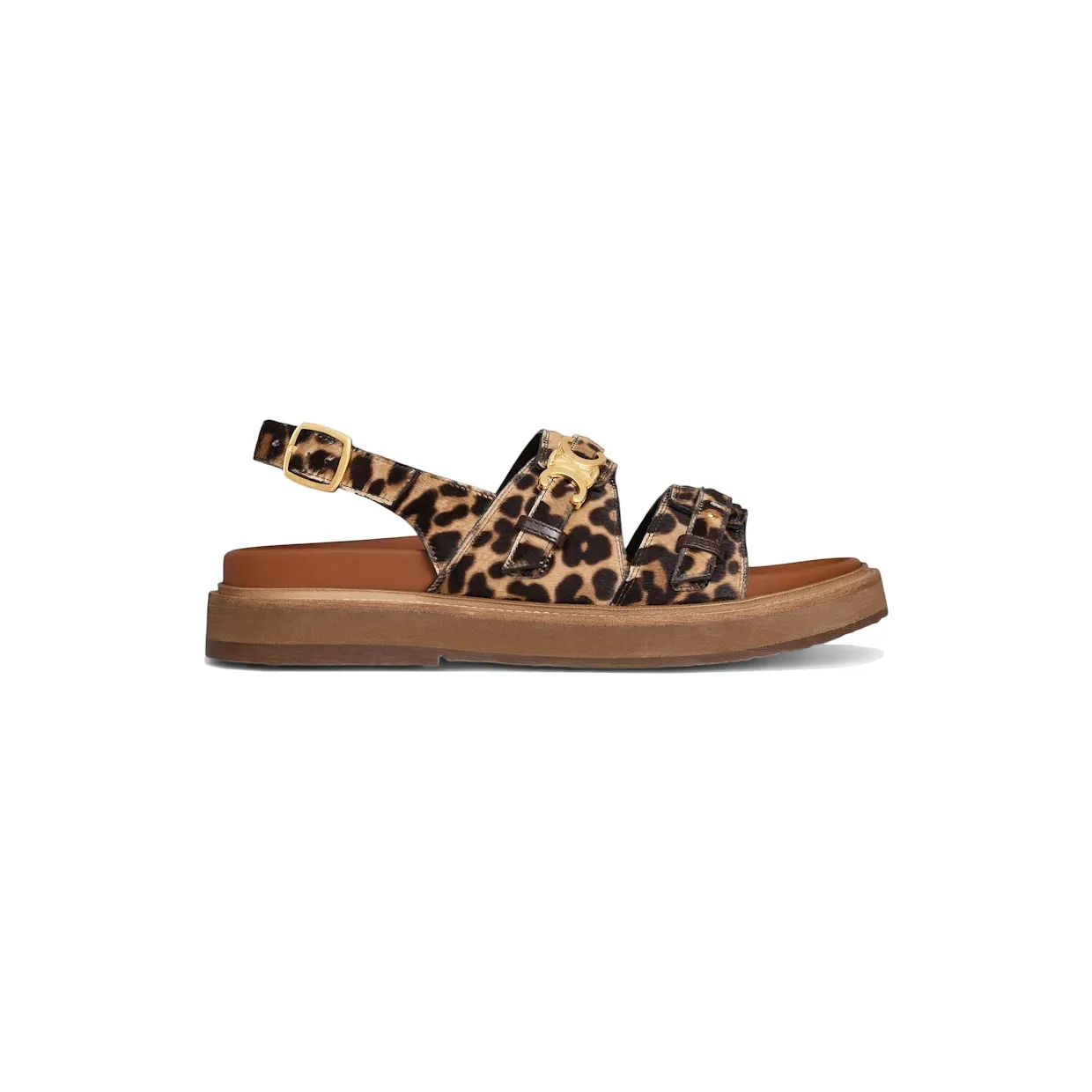Celine Tippi Triomphe Sandal Leopard Print Beige Brown (359814598C.02WN)