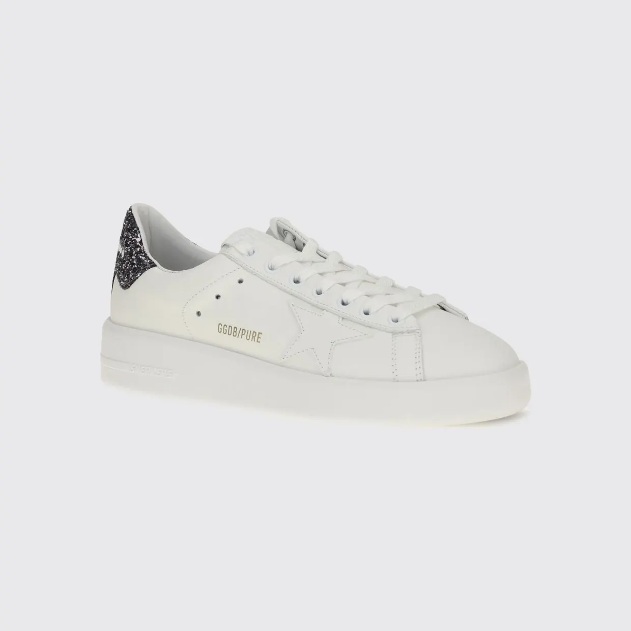 Golden goose Pure-Star Leather and Glitter Fabric Sneakers with Embroidery White (GWF00197F00591811867)