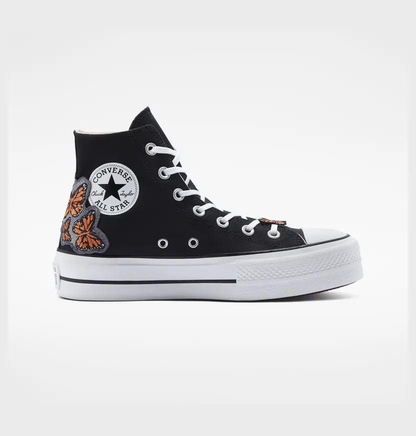Converse Chuck Taylor All Star Lift Platform Patchwork LTD Black Embro Butterfly