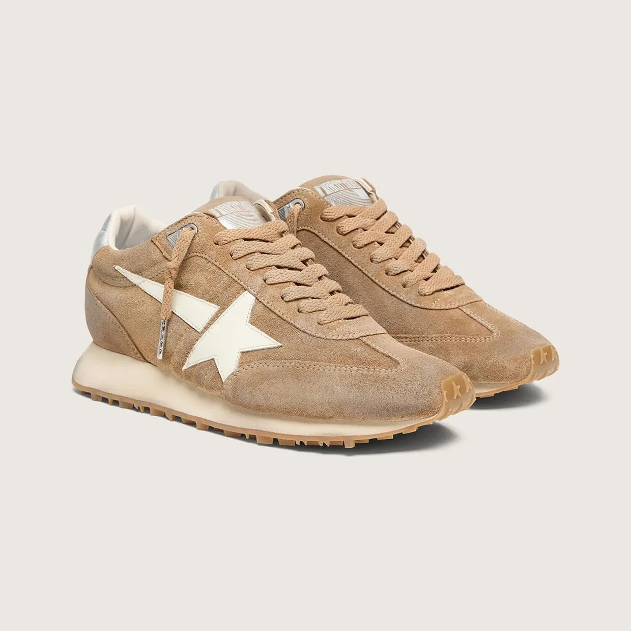 Golden Goose Women’S Marathon In Tobacco Suede With White Star (GWF01071.F008445.55777) (2)