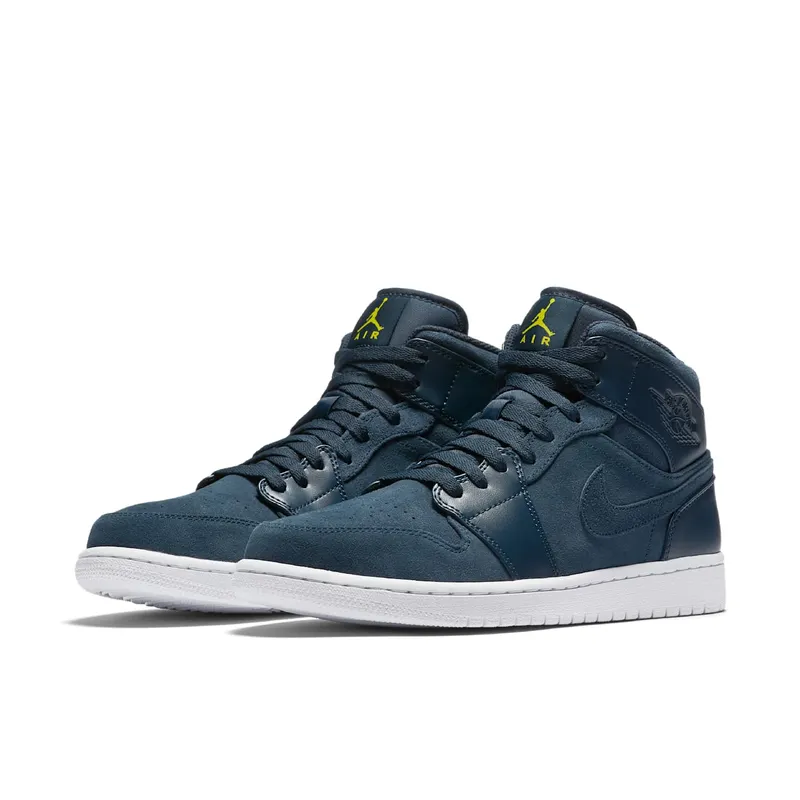 Jordan 1 Retro Mid Armory Navy Armory Navy/Electrolime-White (554724-421)