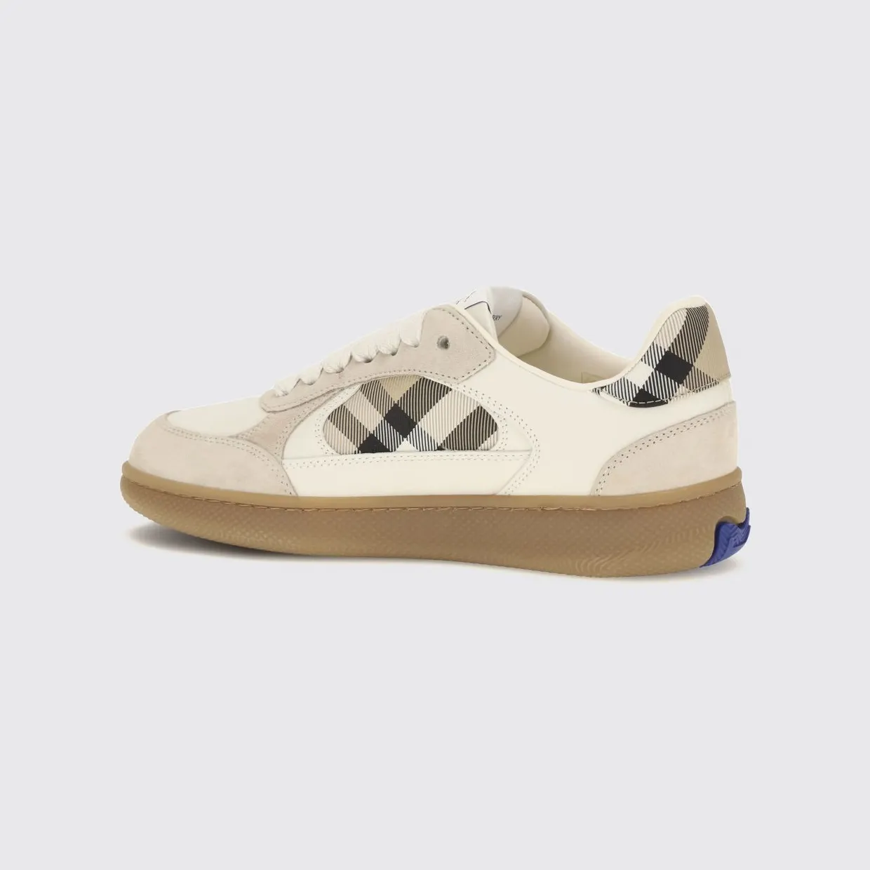 BURBERRY Terrace Leather and Suede Sneakers with Vintage Check Motif Beige (8127744) (2)