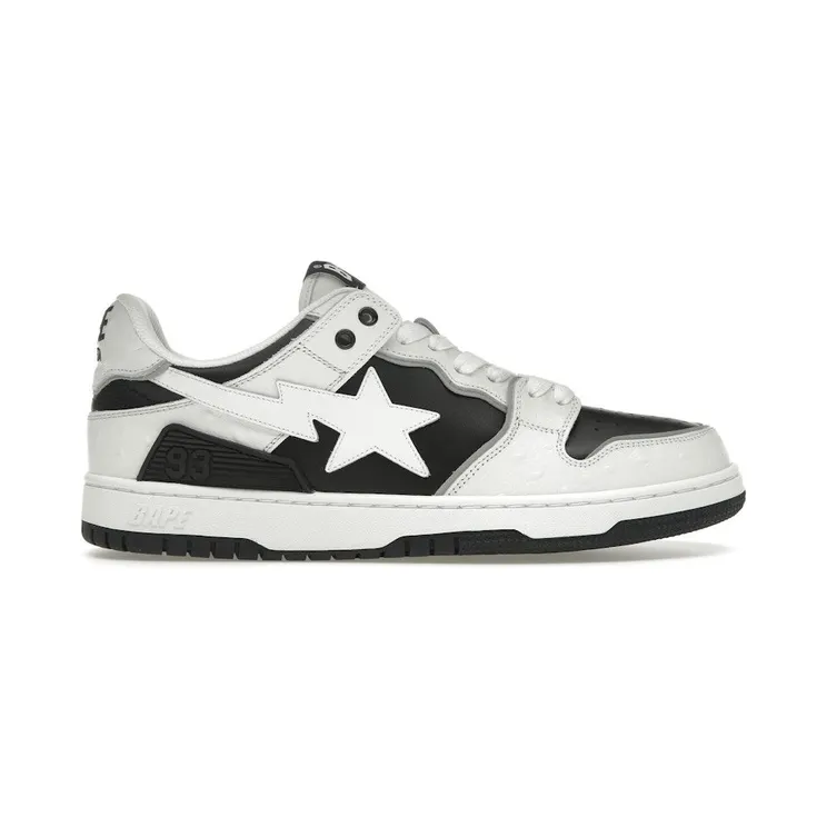 A Bathing Ape Sk8 Sta #1 Ostrich Pack White Black (1K30-191-308-BLK)