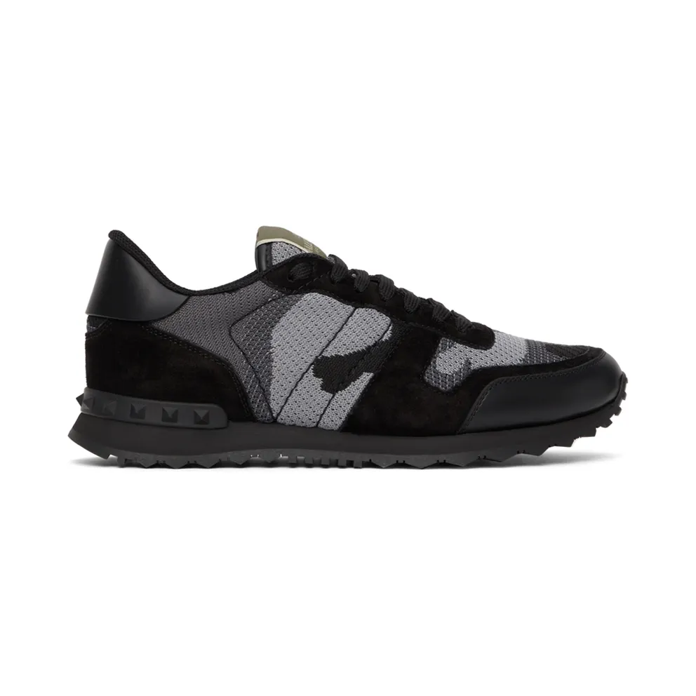 Valentino Garavani Black & Blue Camo Rockrunner Sneakers (WY0S0723QRK)