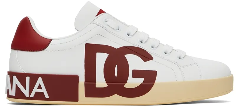 Dolce & Gabbana White & Red Portofino Low-Top (CS1772AC330)