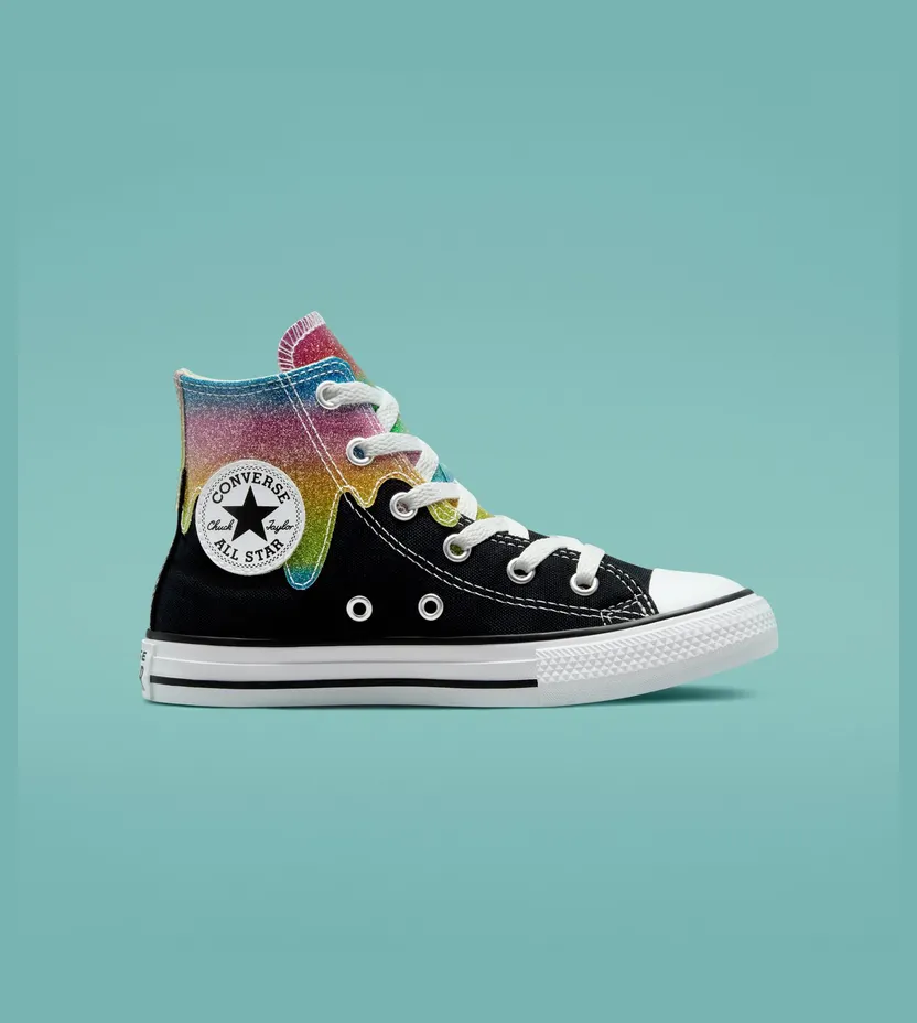 Converse Chuck Taylor All Star Glitter Drip Zwart/natural Ivory/roze (A00659C)