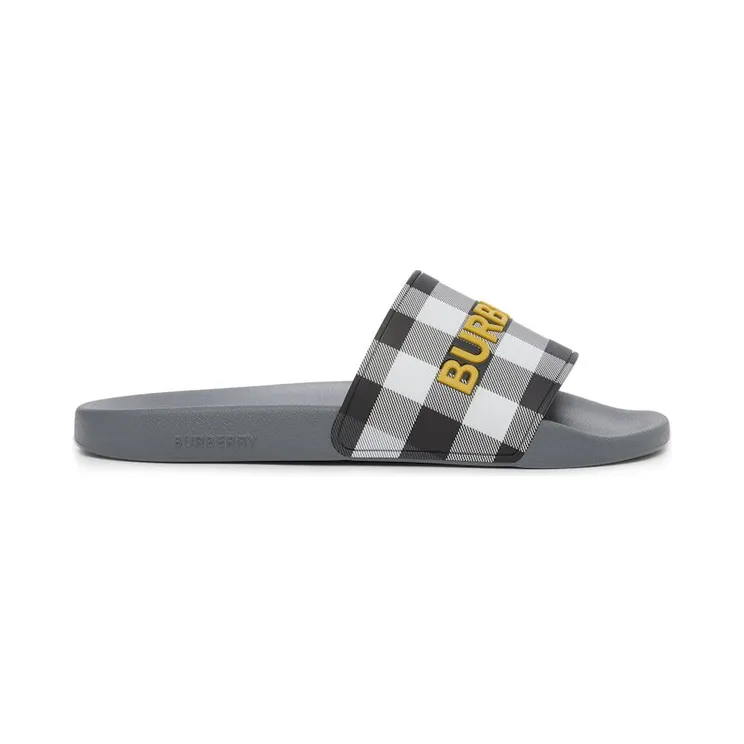 Burberry Logo Detail Check Slides Storm Grey (80629581)