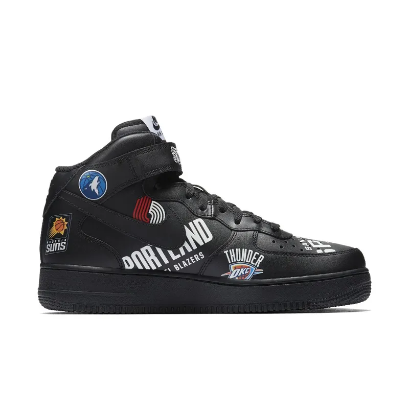 Nike x Supreme x NBA Air Force 1 Mid Black (AQ8017-001)