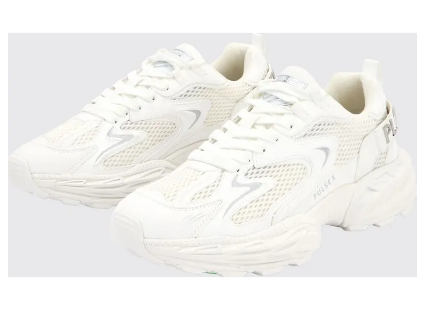 Plein Sport Pulse X Mesh and Leather Sneakers White (SAFSUSC0931STE003N01)