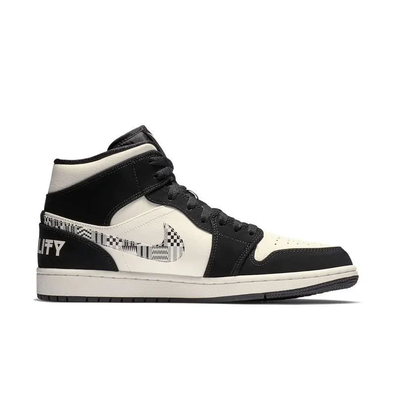Jordan 1 Mid Equality (2019) Black/Black-Sail-Wolf Grey (852542-010)