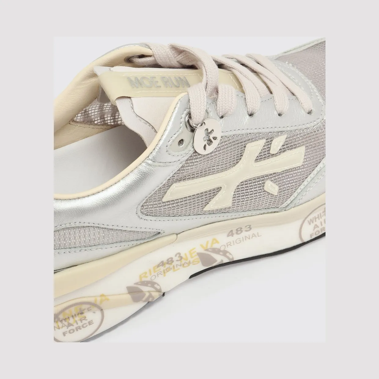 Premiata Moerund Laminated Leather and Mesh Sneakers Silver (MOERUND8084) (3)