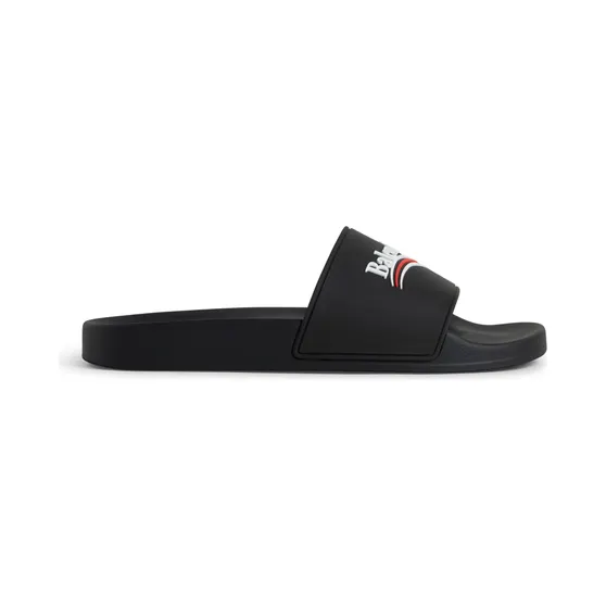 Balenciaga Pool Slide Black Political Campaign Logo