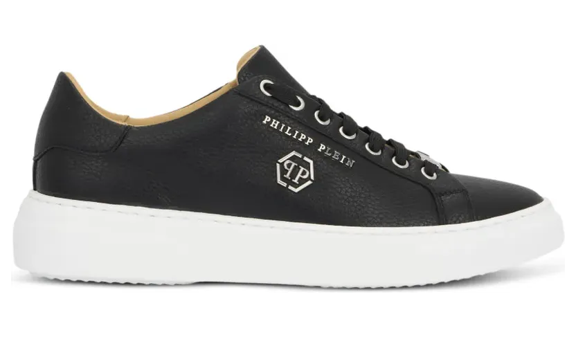 Philipp Plein Hexagon leren low-top sneakers – Zwart (UAFSUSC1085PLE010N)