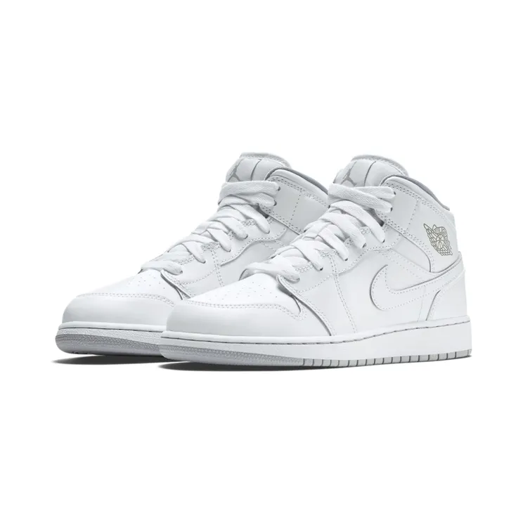 Air Jordan 1 Retro Mid’White Wolf Grey’ GS White/White-Wolf Grey (554725-112)