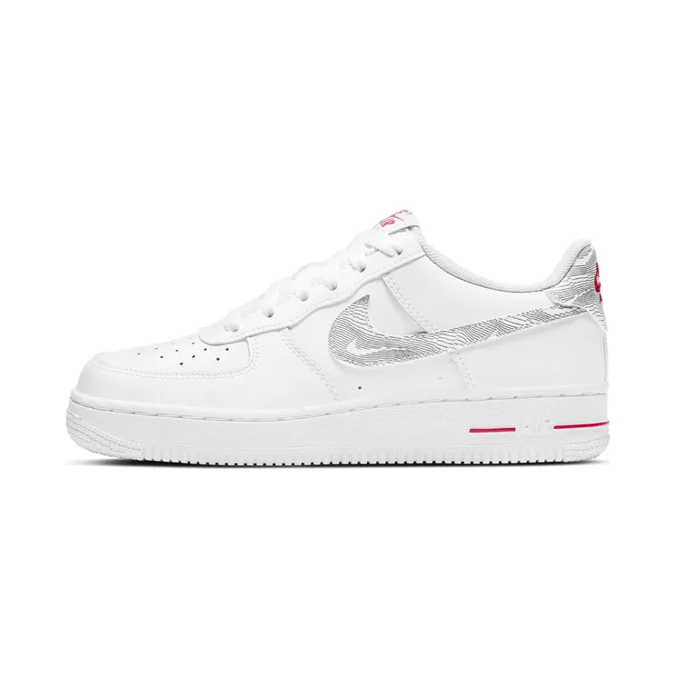 Nike Air Force 1 Low Topography Swoosh (GS) “White / University Red / Black” (DJ4625-100)